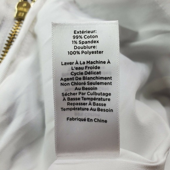 CC - Talbots Women 4P Petite Skirt Navy Blue White Abstract Print Exposed Zipper - Picture 5 of 5